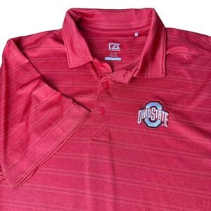 Cutter & Buck Polo Golf Shirt Mens XL Red Ohio State Buckeyes DryTec Football